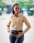 Ladies Long Sleeve Safari shirt (- Khaki