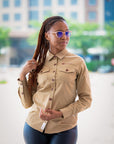 Ladies Long Sleeve Safari shirt (- Khaki