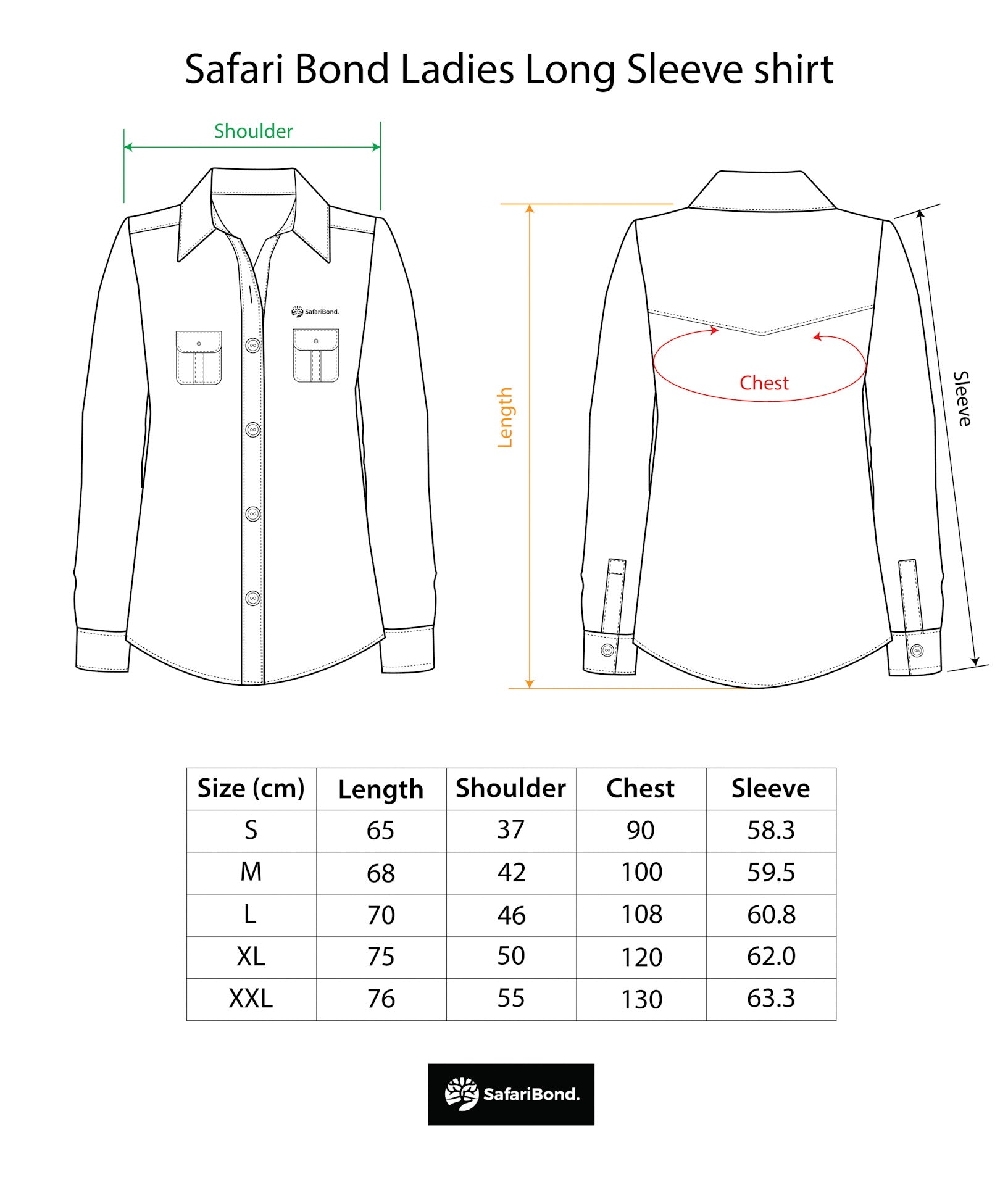 Ladies Long Sleeve Safari shirt (- Khaki