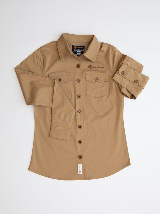 Ladies Long Sleeve Safari shirt (- Khaki